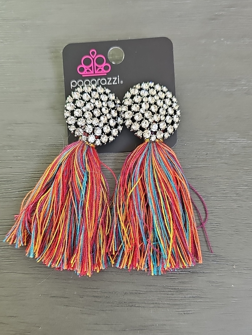 paparazzi Multicolor Crystal-Top Tassel Earrings